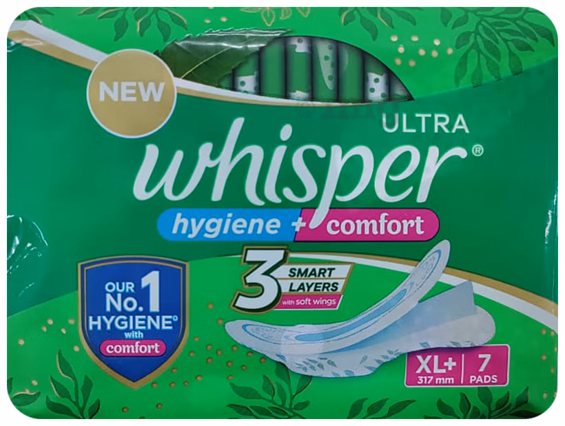 Whisper Ultra Clean XL+ Sanitary Pads – 7 Pads